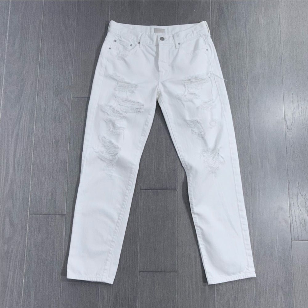 MOTHER The Loosey Party Crashers Distressed Boyfriend White Jeans 25 Relaxed Fit - Picture 6 of 15